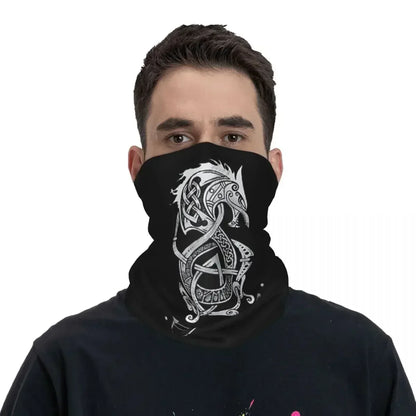 Viking Loki Son Fenrir Bandana Neck Gaiter Printed The Wolf of Norse Face Scarf Headwear Riding for Men Women Adult Washable