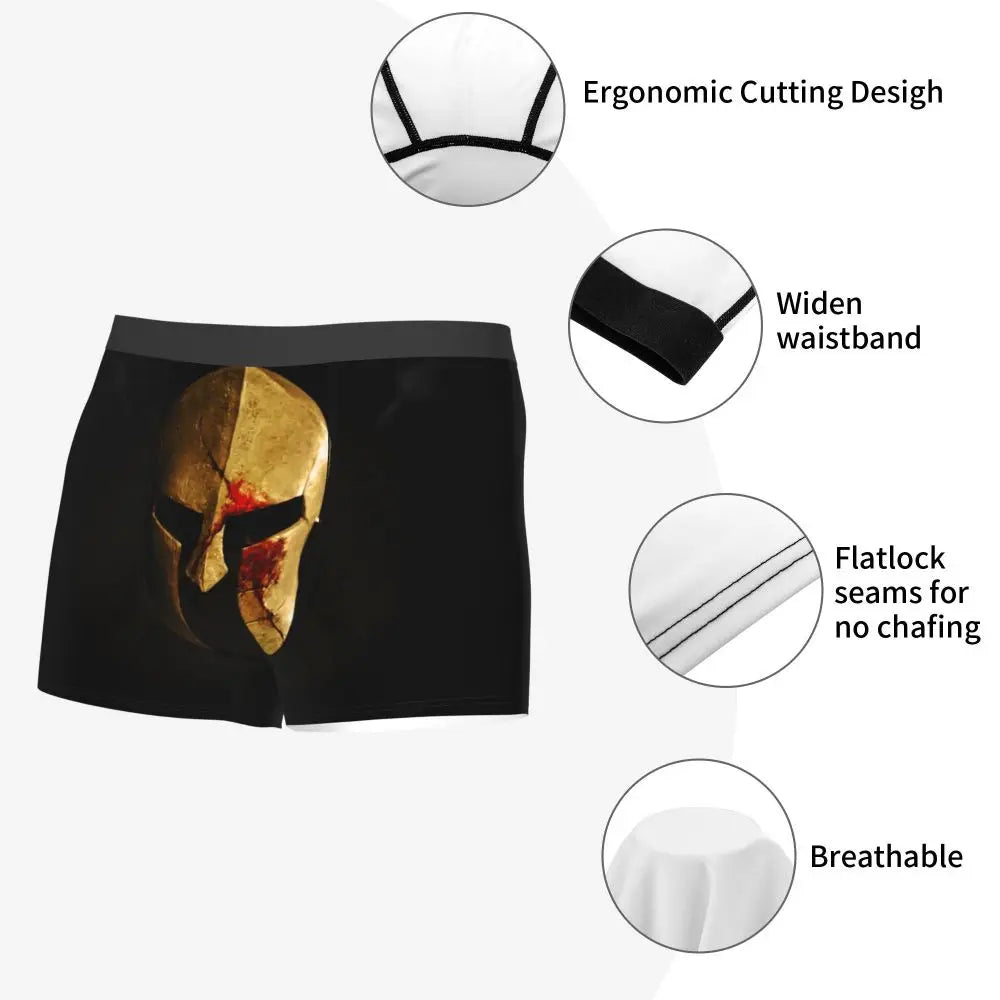 Male Novelty Sparta Spirit Spartan Helmet Underwear Boxer Briefs Breathable Shorts Panties Underpants