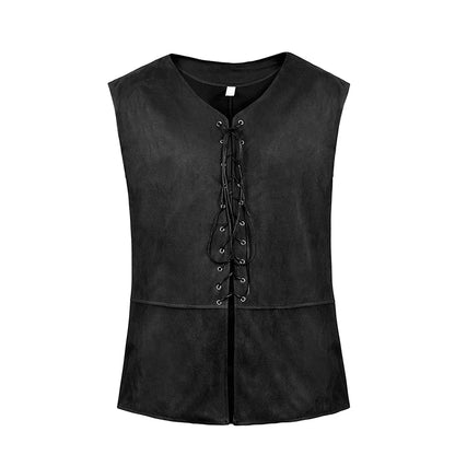 Medieval Vest Men Costume Renaissance Vest Steampunk Lace-Up Pirate Vest Plus Size Gothic Waistcoat Brown