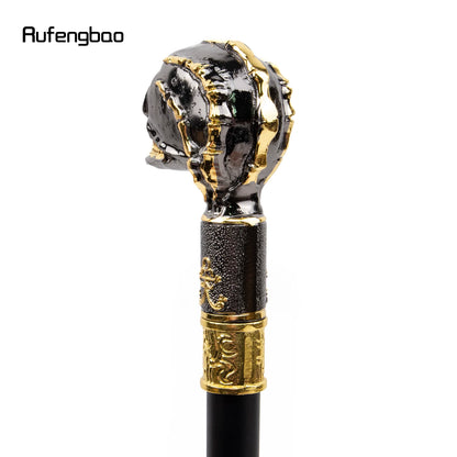 Golden Black Skull Head Big Tooth Steampunk Walking Stick with Hidden Plate Fashion Cane Plate Cosplay Crosier Stick 93cm