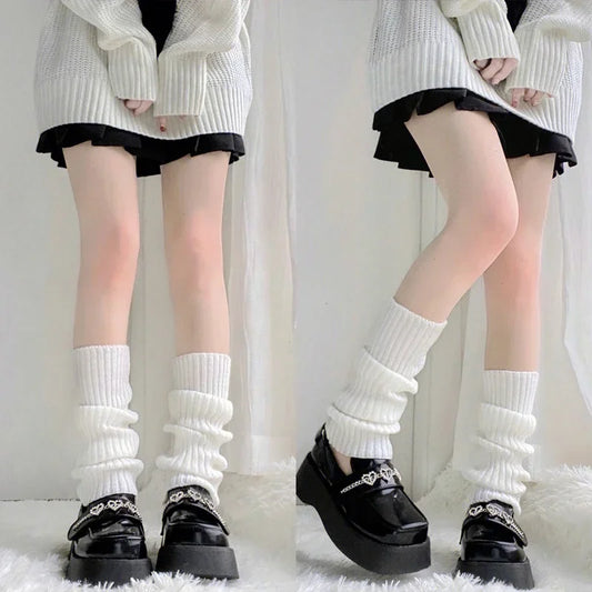 40cm Knitted Leg Warmers Women Sweet Jk Lolita Gothic Striped Leg Covers Y2k Foot Cover Arm Ankle Warmer Leggings Slouch Socks