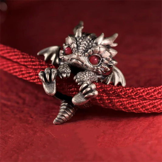 Vintage Red Rope Dragon Bracelet Bangle for Men Women Pullable Adjust Bracelet This Animal Year Good Lucky Jewelry Accessories