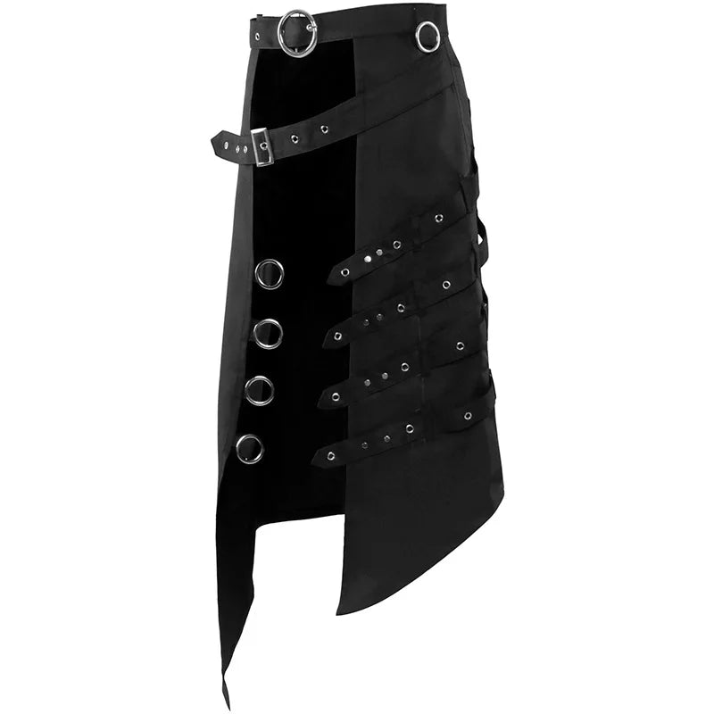 Men Black Gothic Punk Rock Half Kilt Stage Performance Party Club Cosplay Half Skirt Man Streetwear Hip Hop Personality Skirt