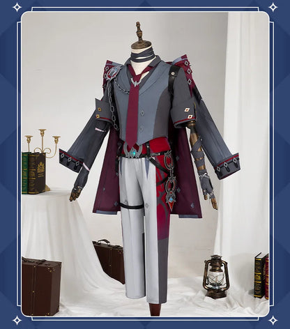 Game GenshinImpact Wriothesley Cosplay Costume Fontaine Wriothesley Wig Shoes Steampunk Clothes Anime Punk Uniform Suit Outfit