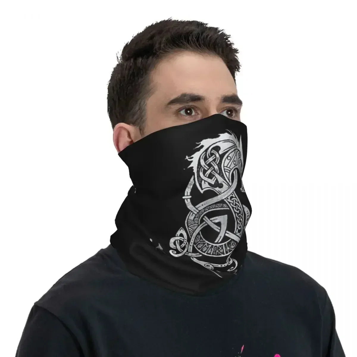 Viking Loki Son Fenrir Bandana Neck Gaiter Printed The Wolf of Norse Face Scarf Headwear Riding for Men Women Adult Washable