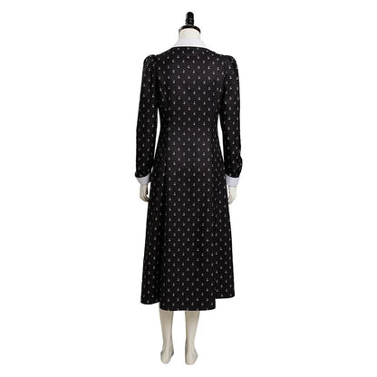 Movie Wednesday Addams Dresses Cosplay Costumes Women Girl Wednesday Addams Cosplay Dress Outfits Black Gothic Printing Costume