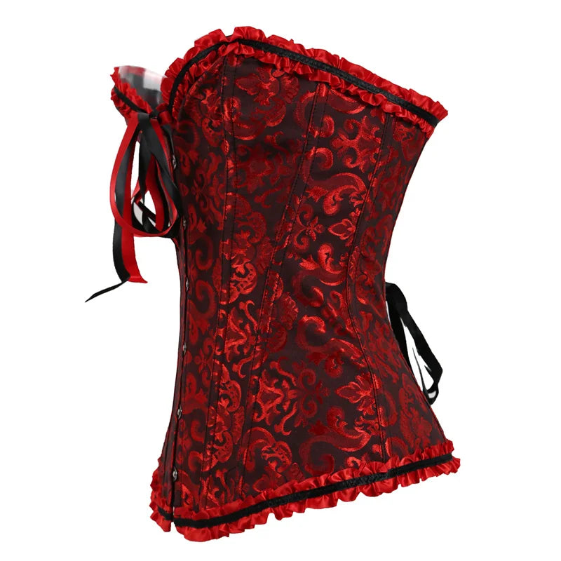 S-6XL Plus Size Women Corset Sexy Cotton Lace Up Bow Overbust Corsets And Bustiers Sexy Gothic Lady Slimming Waist Shaper Corset