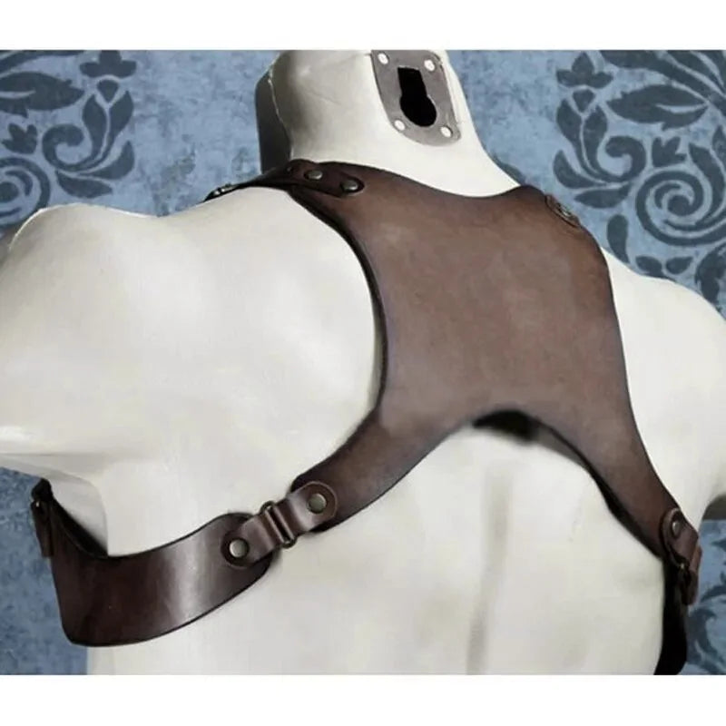 Medieval Steampunk Gothic Leather Straps Crop Top Men Women Shoulder Chest Armor Harness Belt Pirate Cosplay Costume For Party