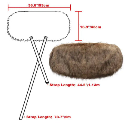 DAZCOS Medieval Faux Fur Wrap Collar Shawl Winter Shrug Cosplay Costume with Belt Viking Faux Fur Cape Shawl with Leather Straps