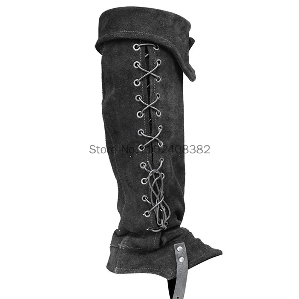 Medieval Warrior Suede Shoes Cover Steampunk Leg Armor Knight Bandage Boots Cover Men Women Cosplay Retro Foot Guard