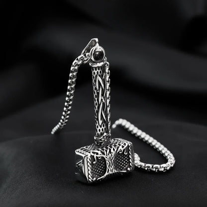 Titanium Steel Thor Hammer Stainless Steel Viking Life Tree Pendant Necklace Jewelry Holiday Gift