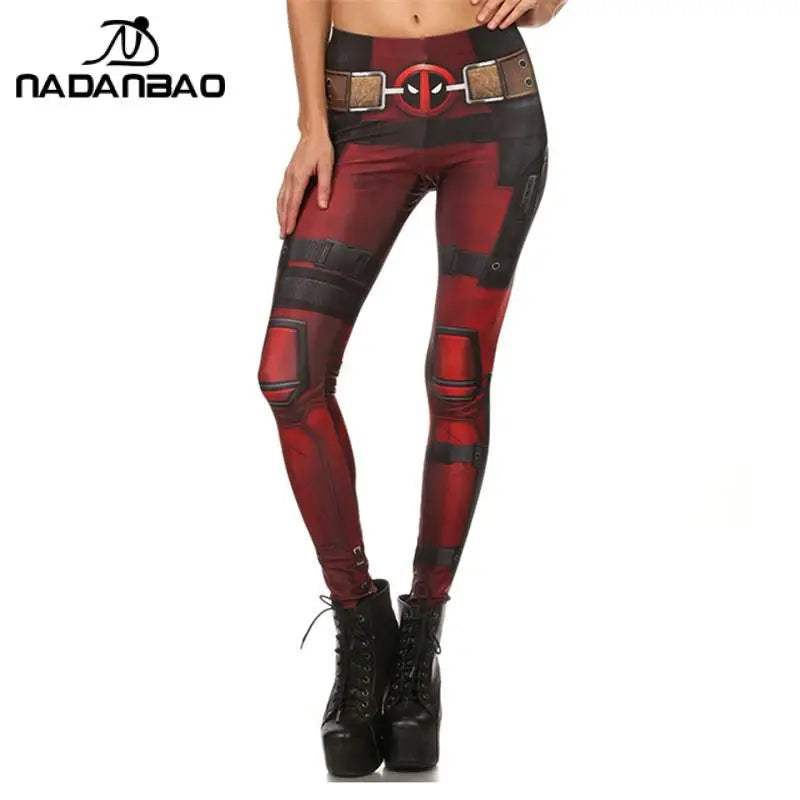 Nadanbao Leggings Holiday Party Cosplay Women Deadpool Wolverine Print Elastic Leggings Female Sexy Tights Mid Waist Trousers