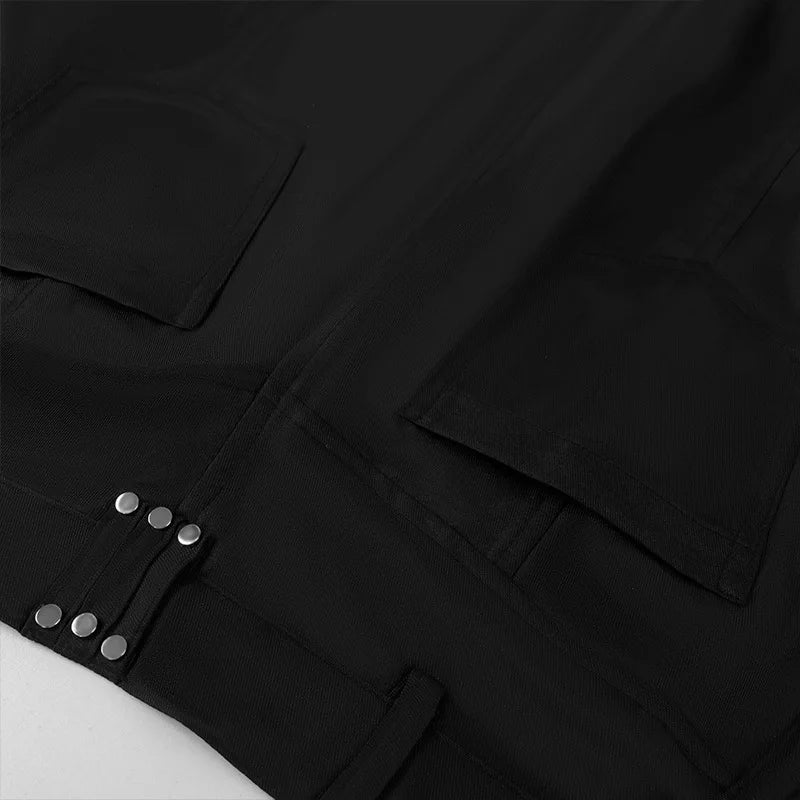 Men Black Gothic Punk Rock Half Kilt Stage Performance Party Club Cosplay Half Skirt Man Streetwear Hip Hop Personality Skirt