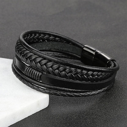 Men Genuine Leather Bracelets Multilayer Braided Rope Bracelets for Man Jewelry Bracelet Homme