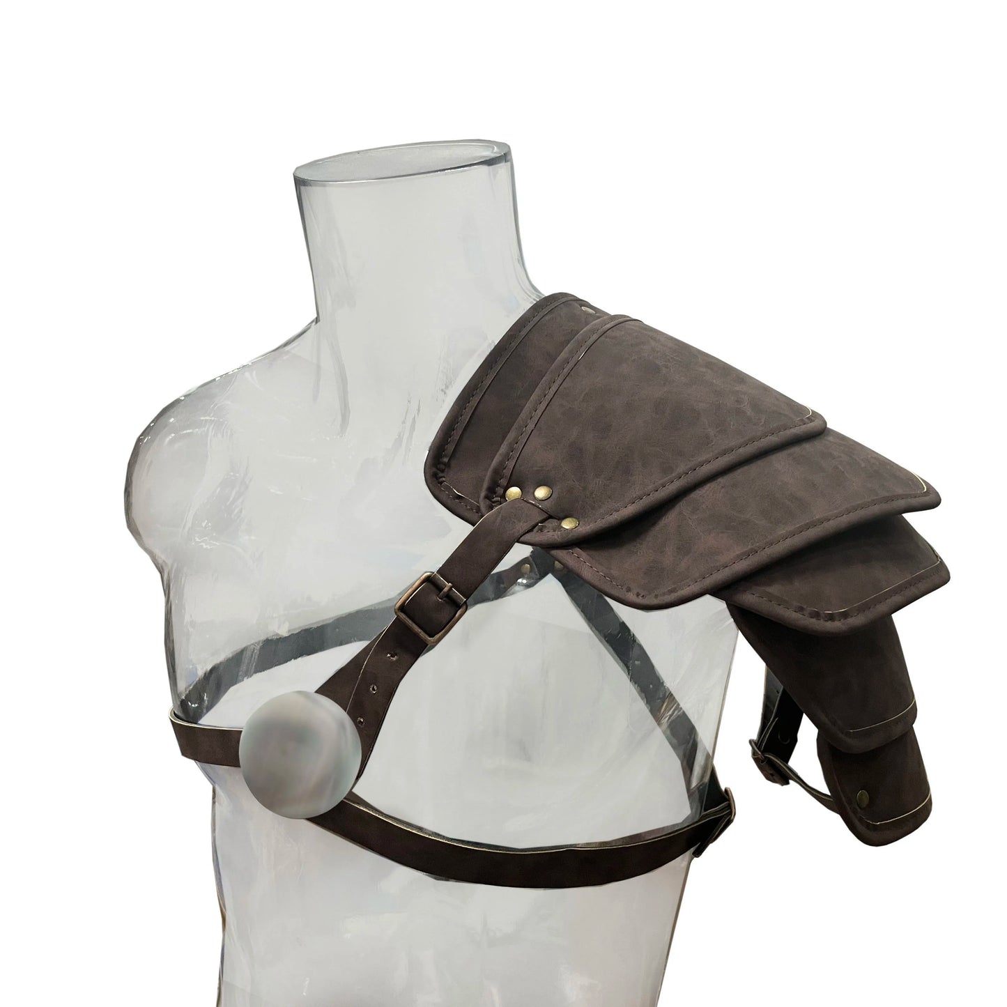 Medieval Shoulder Armor Knight Viking Costume Faux Leather Adjustable Pauldrons for LARP Halloween Party