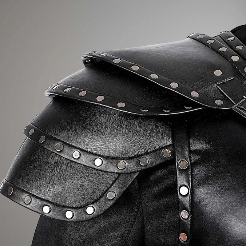 Medieval Viking Pirate Shoulder Armor Gladiator Knight Warrior Pauldrons Gothic Steampunk PU Leather Armour Cosplay Costume LARP