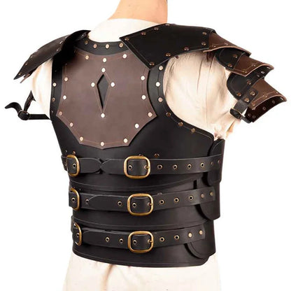 Medieval LARP Gladiator Shoulder Chest Armor Viking Knight Cosplay Costume Steampunk PU Leather Breastplate Gothic Vest Cuirass