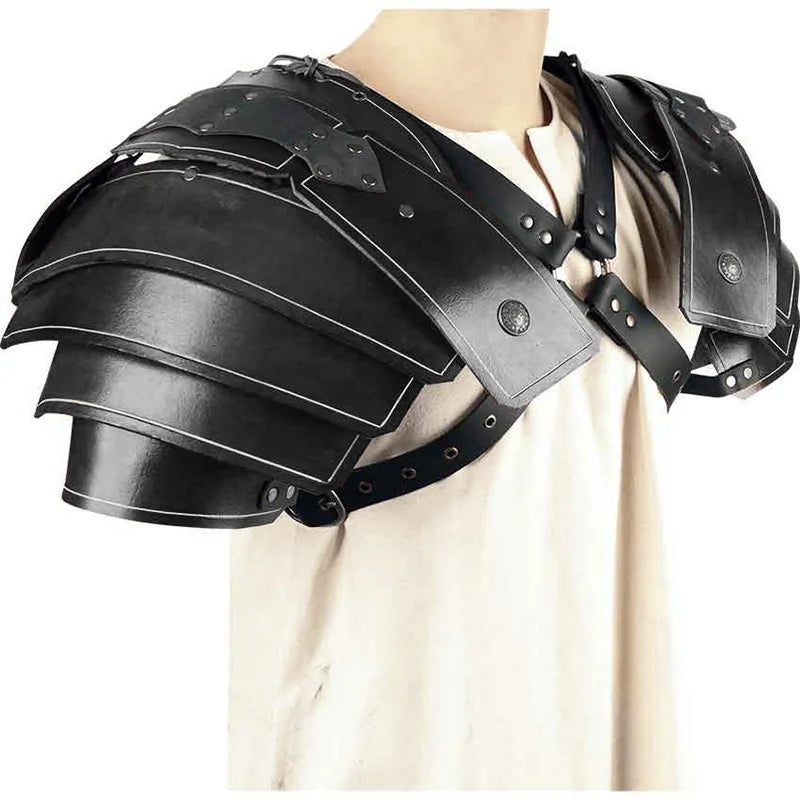 2022 Medieval Viking Knight Shoulder Armor Gladiator Samurai Pauldrons Steampunk Leather Harness Spaulders LARP Cosplay Costume