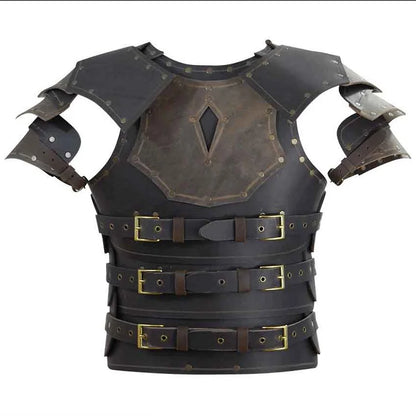 Medieval LARP Gladiator Shoulder Chest Armor Viking Knight Cosplay Costume Steampunk PU Leather Breastplate Gothic Vest Cuirass