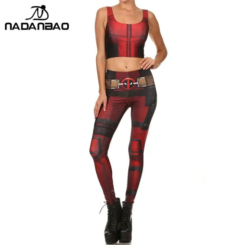 Nadanbao Leggings Holiday Party Cosplay Women Deadpool Wolverine Print Elastic Leggings Female Sexy Tights Mid Waist Trousers