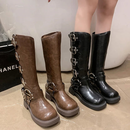 Lady Boots Women's Rubber Shoes Rain Sexy High Sexy Luxury Designer Square Toe Winter Footwear Boots-women