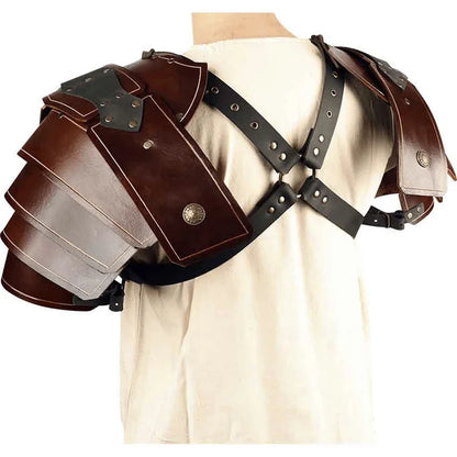 Medieval Gladiator Shoulder Guards Armor Viking Pirate Knight Cosplay Costume Steampunk PU Leather Harness Pauldrons LARP Props