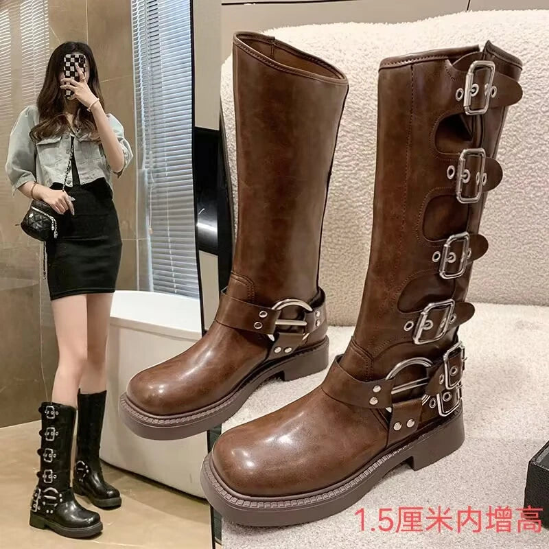 Lady Boots Women's Rubber Shoes Rain Sexy High Sexy Luxury Designer Square Toe Winter Footwear Boots-women