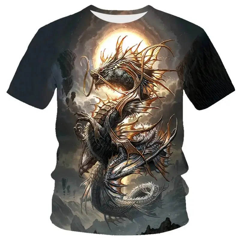 Fashionable and Lnteresting Dragon  Pictures For Men's T-Shirts Trend Digital Printing Casual Round Neck Short Sleeved