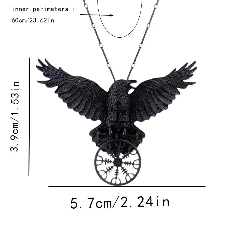 Fashion Hot Style Viking Rune Retro Black Crow Pendant Necklace Street Hip Hop Punk Rock Accessories