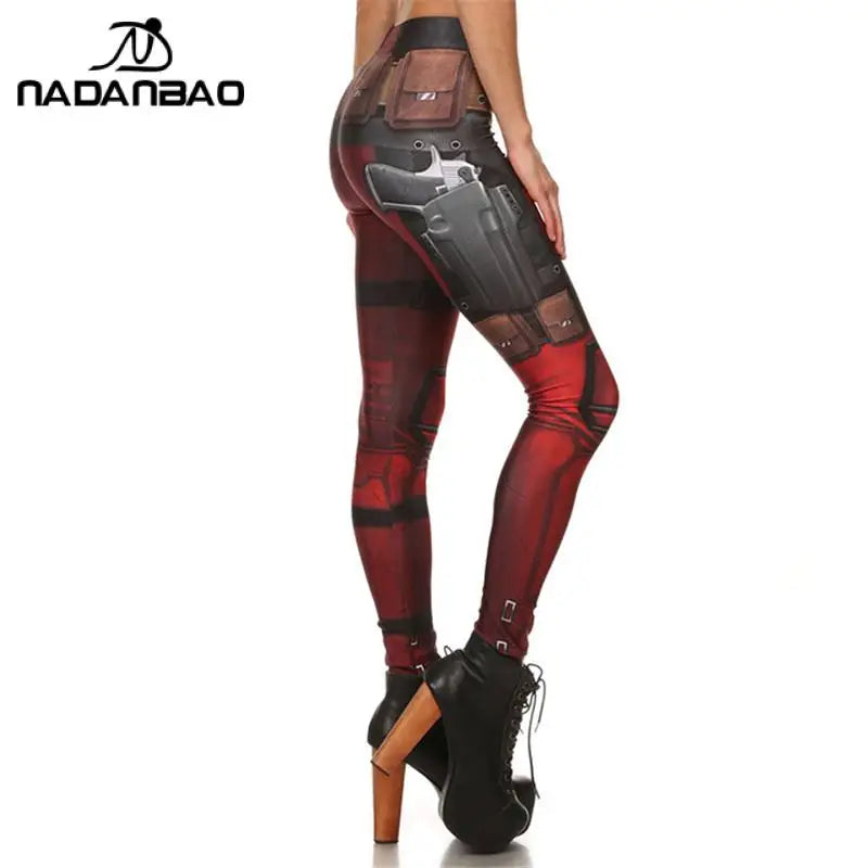 Nadanbao Leggings Holiday Party Cosplay Women Deadpool Wolverine Print Elastic Leggings Female Sexy Tights Mid Waist Trousers