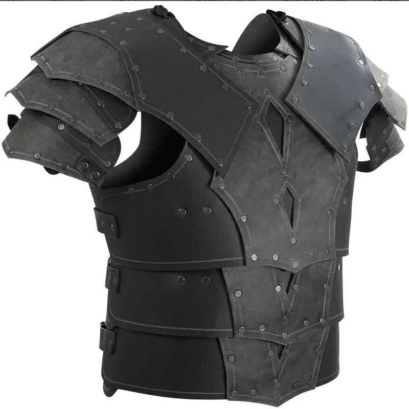 Medieval LARP Gladiator Shoulder Chest Armor Viking Knight Cosplay Costume Steampunk PU Leather Breastplate Gothic Vest Cuirass