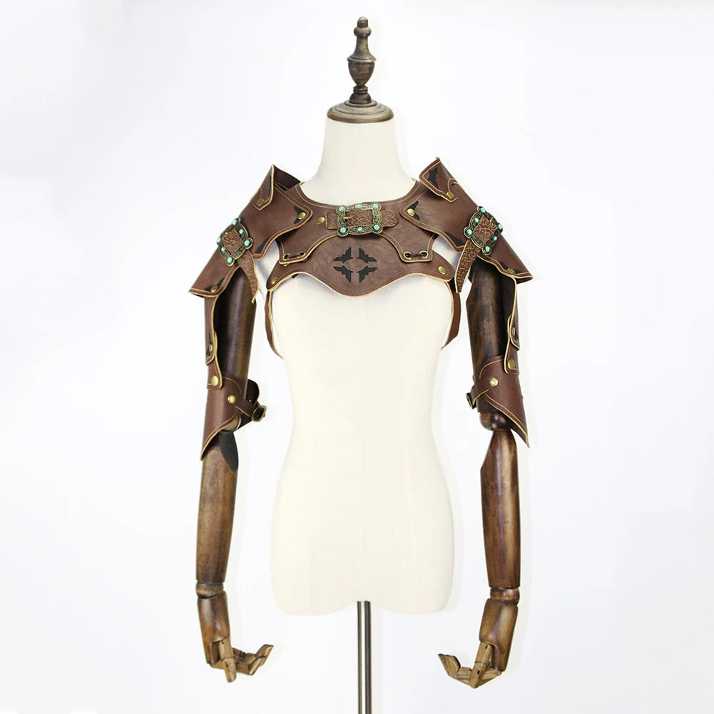 2023 Medieval Knight Shoulder Armor Costume Warrior Pirate Viking Cosplay Vintage Punk Leather Spaulder Halloween Party Costume