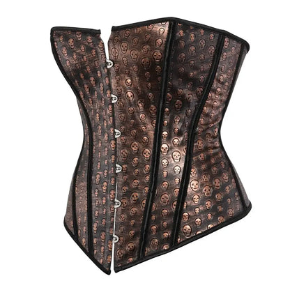 Corset Skirt Blouse 3 Piece Pirate Leather Bustier Rockabilly Skull Korsett Christmas Costumes Steampunk Carnival Party Outfits