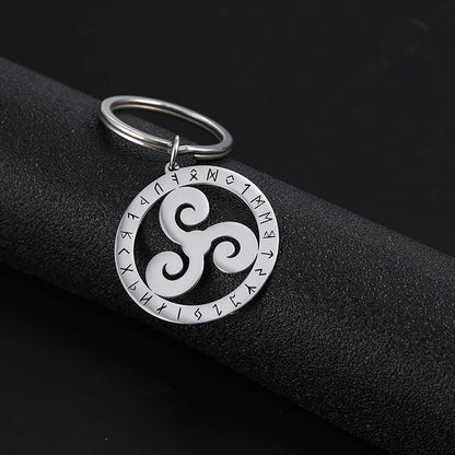 Viking Celtic Knot Pendant Keychain Hollow Stainless Steel Keychain for Men Bag Car Key Rings Chains Tridents Jewelry