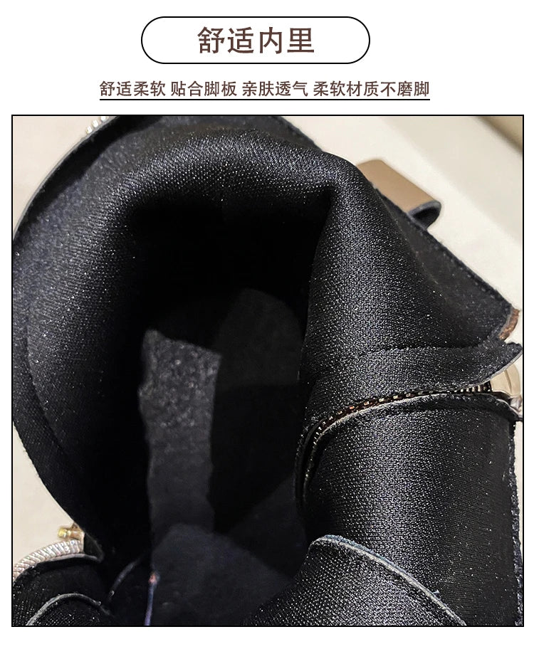 Women High Platform Ankle Boots 2023 Winter Thick Sole Motorcycle Boots 9.5CM Heels Chunky Metal Short Leather Sneakers Woman