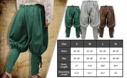 DAZCOS Medieval Pirate Pants Linen Cotton Men Knight Costume Loose Leggings Viking Navigator Leg Bandage Trouser Halloween