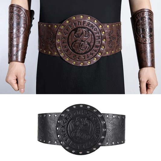 Steampunk Belt Europe Medieval Corsets PU Leather Sashes Women Vintage Viking Pirate Gothic Bustier Waist Girdle Halloween Man