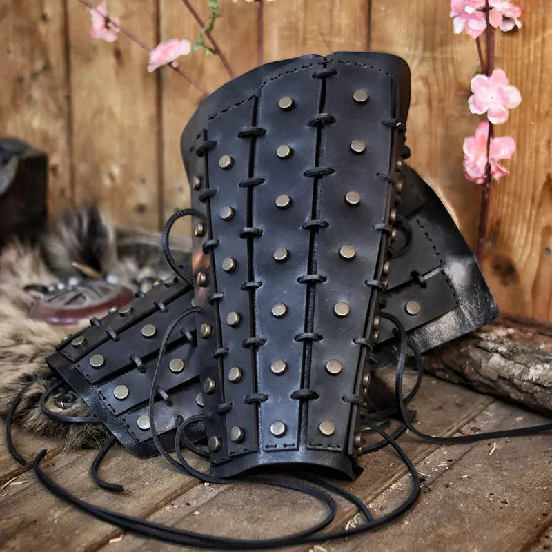 Medieval Steampunk Samurai Knight Pu Leg Armor Greaves Viking Pirate Shin Guard Fantasy Gaiters Boot Shoes Cover Cosplay Prop