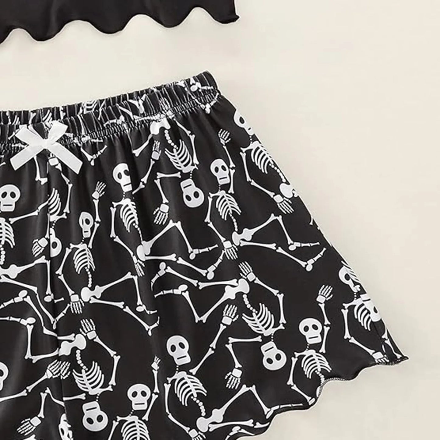 Gothic Skull Print Summer Pajamas Shorts Suits Women Halloween Sexy Sleepwear 2 Piece Set Slings Lingeries Tops+Short Pant Sets