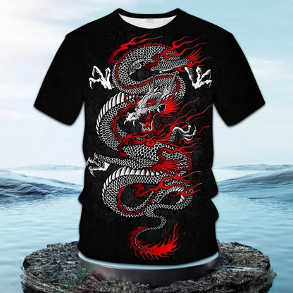 Fashionable and Lnteresting Dragon  Pictures For Men's T-Shirts Trend Digital Printing Casual Round Neck Short Sleeved