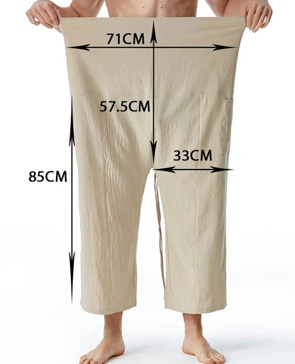 New Medieval Fisherman Linen Pants Men's Loose Yoga Pirate Harem Trousers Retro Viking Ancient God Cosplay Pants