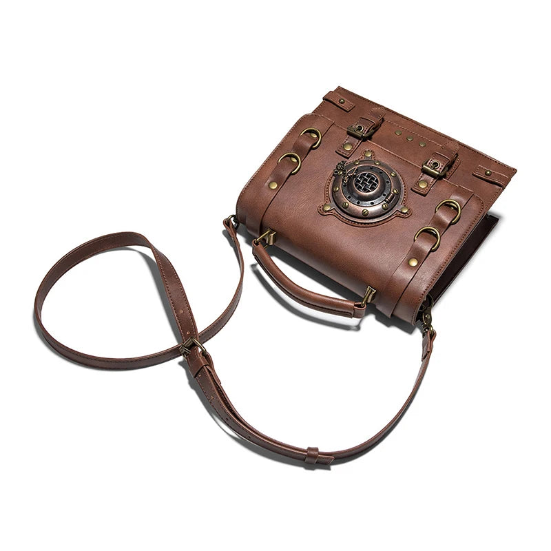 Steampunk Women's Shoulder Bag PU Leather Briefcase Halloween Industrial Vintage Handbag Messenger Tote Side Hand Bag Man