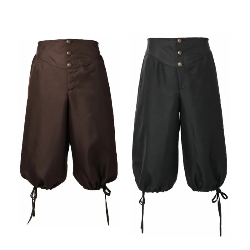 Pirate Costume Breeches Pirate Pants Renaissance Medieval Viking Trousers Cosplay Back Lace Up Shorts