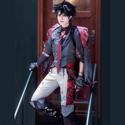 Game GenshinImpact Wriothesley Cosplay Costume Fontaine Wriothesley Wig Shoes Steampunk Clothes Anime Punk Uniform Suit Outfit