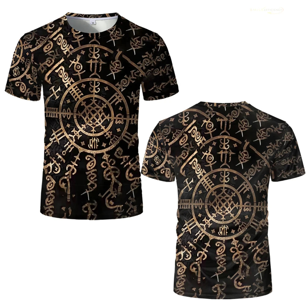 Viking Tattoo 3D Printed Men T-Shirt Tree Of Life Graphics With Triquetra T Shirt Nordic Warrior Style Vintage Designer Clothing