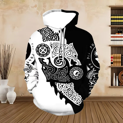 2024 Fashion Hoodies Mens Tattoo Art Print Classic Retro Pullover Hoodies Sweatshirts Tops Jacket Cosplay Casual 3D Sweatshirt