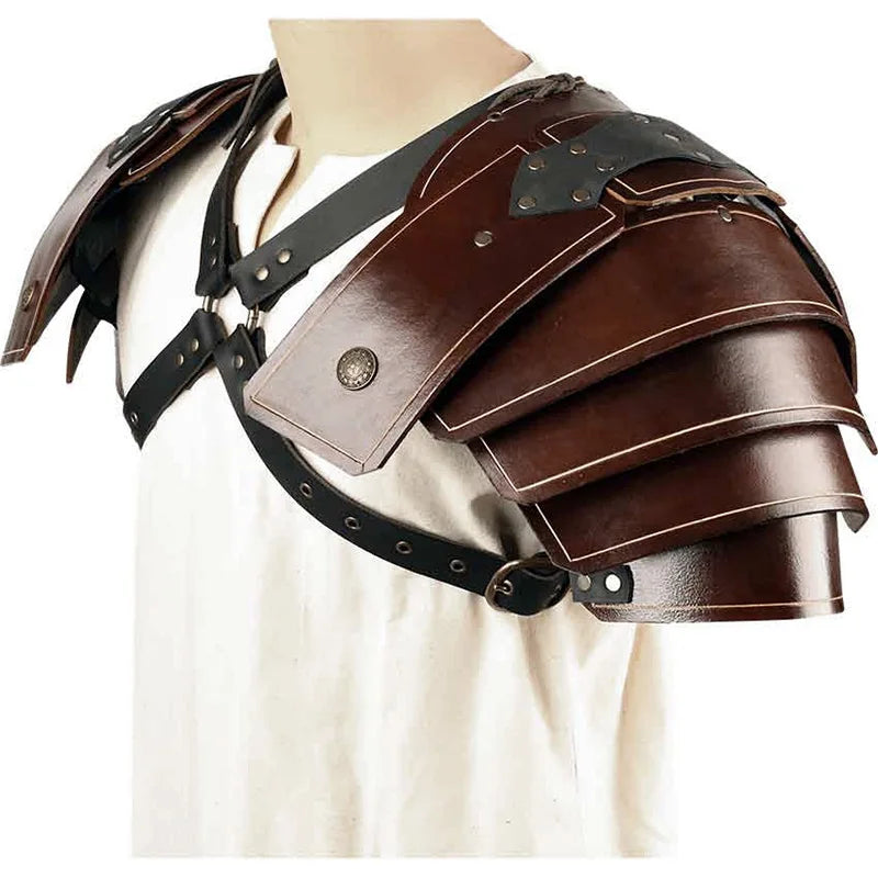 Medieval Gladiator Shoulder Guards Armor Viking Pirate Knight Cosplay Costume Steampunk PU Leather Harness Pauldrons LARP Props