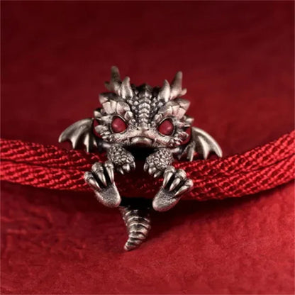 Vintage Red Rope Dragon Bracelet Bangle for Men Women Pullable Adjust Bracelet This Animal Year Good Lucky Jewelry Accessories