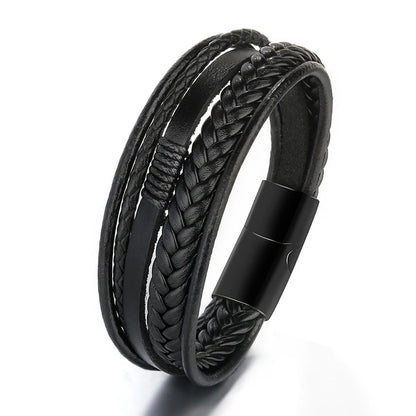 Men Genuine Leather Bracelets Multilayer Braided Rope Bracelets for Man Jewelry Bracelet Homme