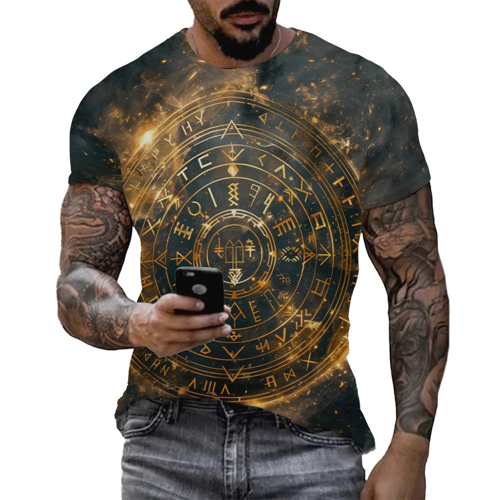 Viking Tattoo 3D Printed Men T-Shirt Tree Of Life Graphics With Triquetra T Shirt Nordic Warrior Style Vintage Designer Clothing